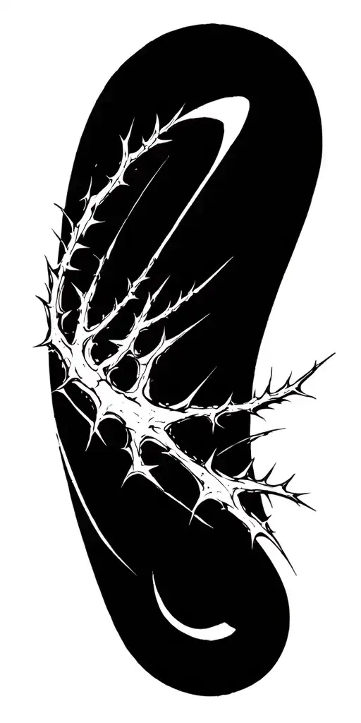 Raw Blackwork Chaotic Bold Strokes Flow Brutalist Dark Abstract Lettering Thorns Cyber Sigilism Expressive Anatomical  tattoo design idea