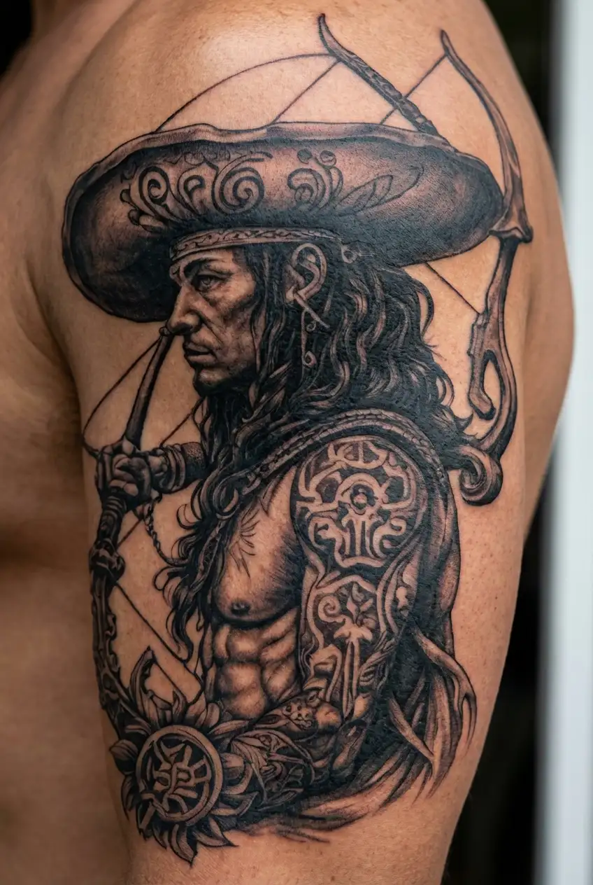 Wesley, Sagittarius, Pueblo tattoo design idea