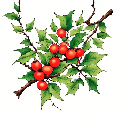 willow, birch, hawthorn, holly, ashe branches tattoo design idea