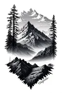mountain range surrounded tattoo design idea