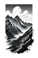 mountain range surrounded tattoo design idea