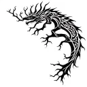 Yggdrasil tree with nordic dragon tattoo design idea