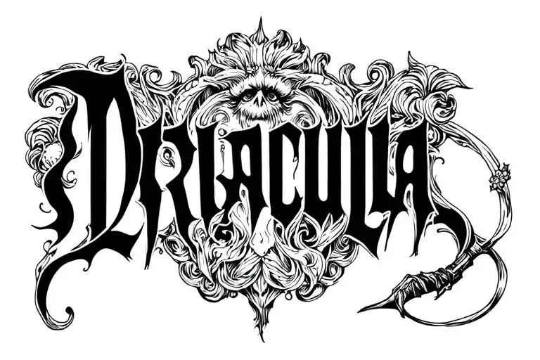 the word "Dracula" tattoo design idea