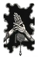 praying hands holding rosary tattoo design idea