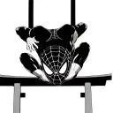 spiderman outline hanging upside down on a Japanese Torii Gate tattoo design idea