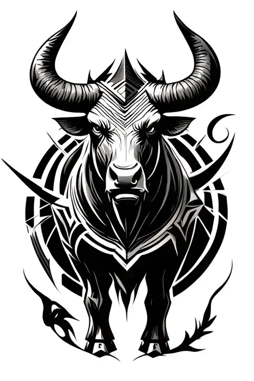 symbolic minotaur mythic theme tattoo design idea