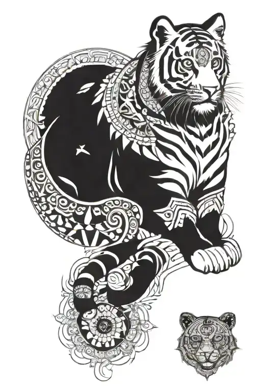 tiger cub include mandalas tattoo design idea