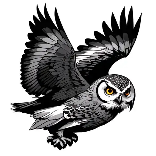 Flying Owl flying tattoo design idea