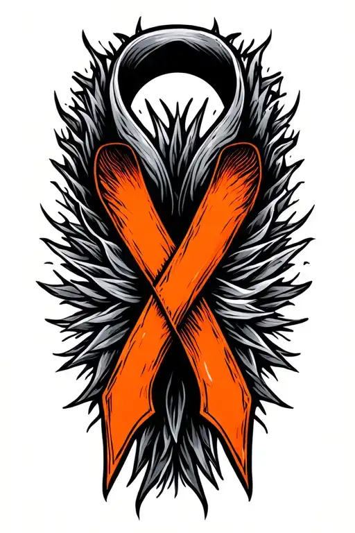 kidney cancer orange ribbon intertwined with strength symbol  tattoo design idea