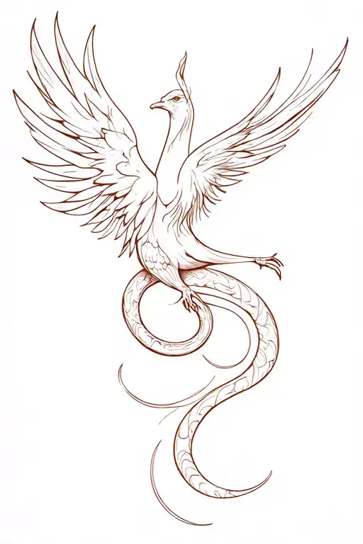 Phoenix  snaking acorss upper thigh tattoo tattoo design idea