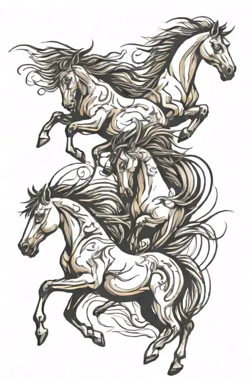wild horses breaking free tattoo design idea