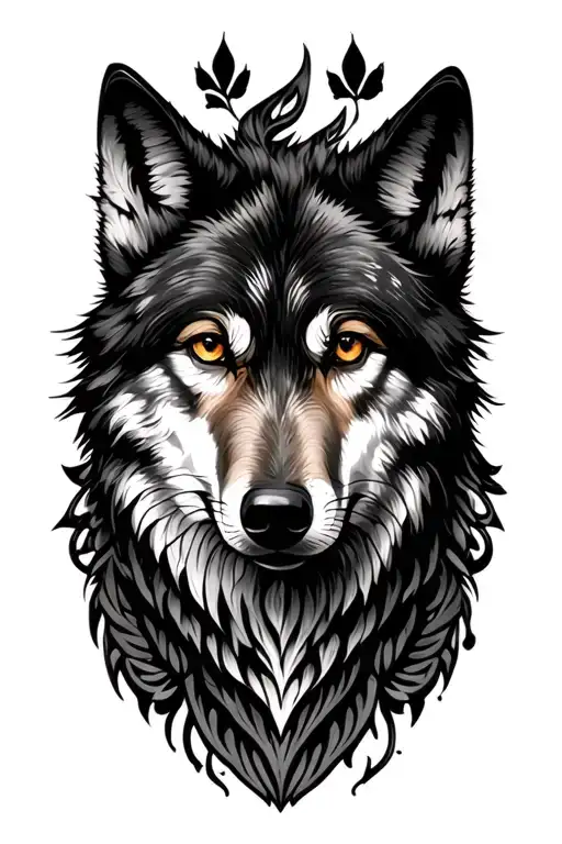 Feminine Wolf tattoo design idea