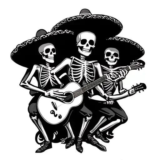 skeleton mariachi band tattoo design idea