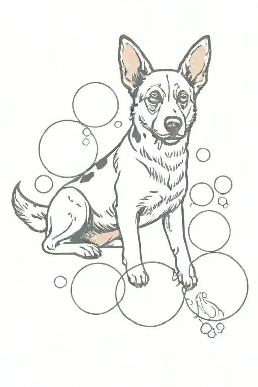 memorial tattoo for a blue heeler who loved bubbles tattoo design idea