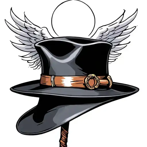 Hat silhouette with grandfather cane in heaven tattoo design idea
