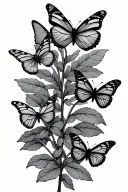 I want a stem from my fingers to my sholder with 8 butterflies scattered on the stem tattoo design idea