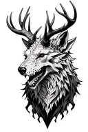 dire wolf, Skyrim dragon skull and red dead stag  tattoo design idea