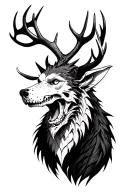 dire wolf, Skyrim dragon skull and red dead stag  tattoo design idea