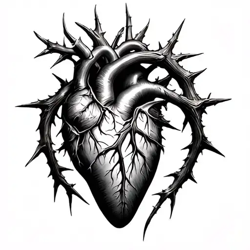 heart of thorns tattoo design idea