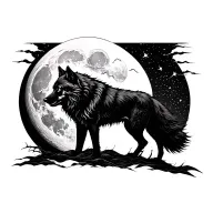 dark moon wolf tattoo design idea