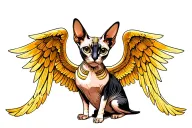 Sphinx cat with fantasy wings tattoo design idea
