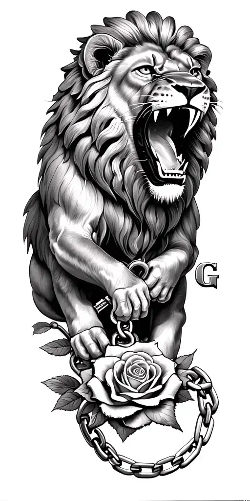 Pujabi, Lion roaring lion wearing Chain, Letter "G", Timepiece, money, Stocks, Finance, Roses, Love, Mechanic, Tractor tattoo design idea