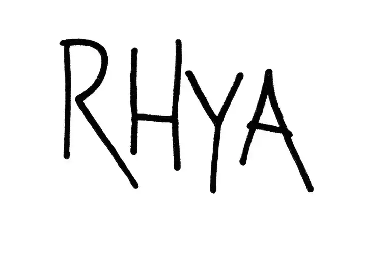"RHYA" name of child tattoo design idea