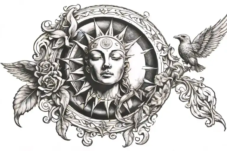 by sun and moon tattoo design idea