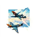 2 kamikaze planes soaring across tattoo design idea