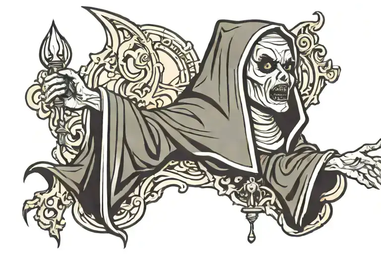 Spooky evil nun tattoo design idea