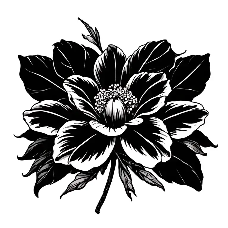 trinidad island outline with the chaconia flower going vertical tattoo design idea