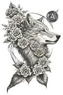 libra zodiac wolf blended by roses forest landscape tattoo design idea