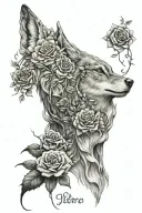 libra zodiac wolf blended by roses forest landscape tattoo design idea