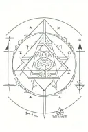 Features a geometric design that combines Egyptian hieroglyphics and Nordic runes Ideal placement: smaller forearm tatto tattoo design idea