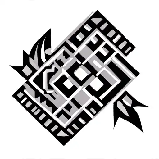 diamond filled with geometric forms maori like tattoo design idea