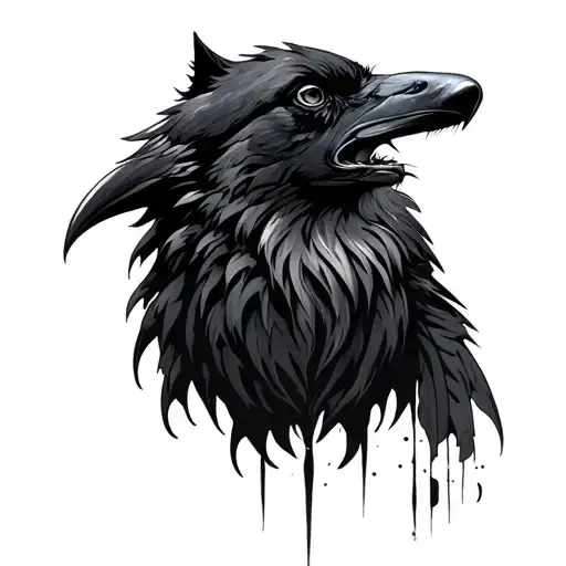 Vegvizir Raven Wolf Veles tattoo design idea