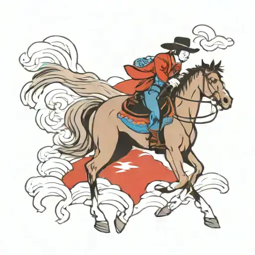 cowboy riding a horse tattoo design idea