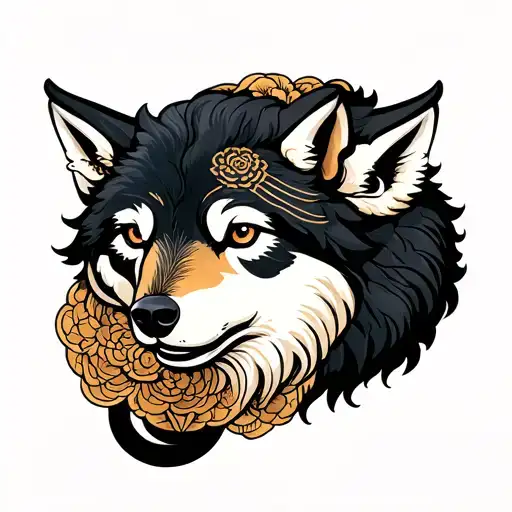 Alpha Wolf and black sheep tattoo design idea