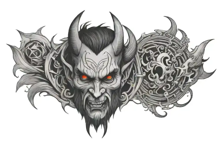 a forearm band tattoo with devil face tattoo tattoo design idea