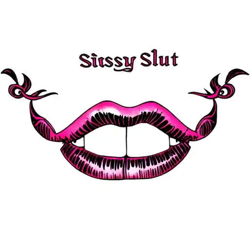 "Sissy Slut" "tribal" "slut" "pinstripes" "color" "womb position" "emo" "femboy" tattoo design idea