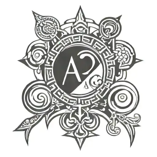 I am the key to alpha and omega logo tattoo design idea