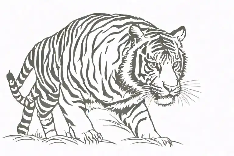 tiger walking tattoo design idea