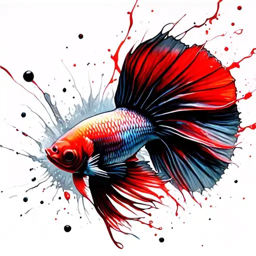 betta fish transforming tattoo design idea