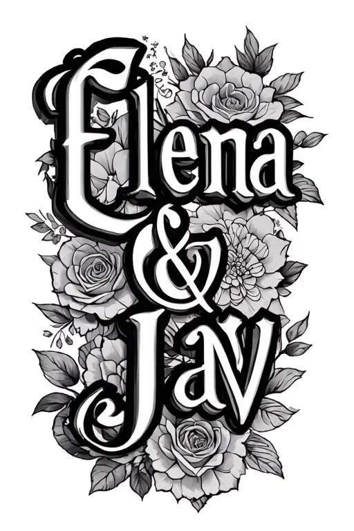 "Elena & Jav" names tattoo design idea