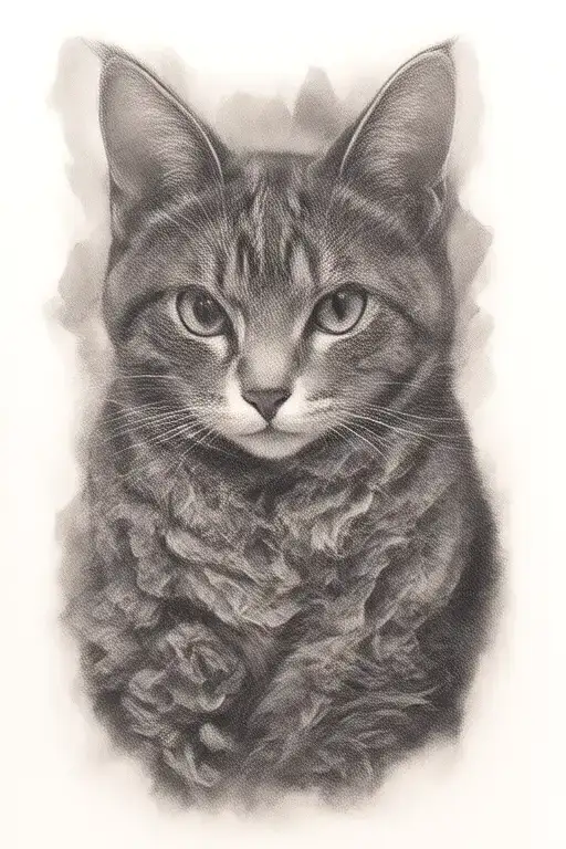 MSD with cat outline intertwined tattoo design idea