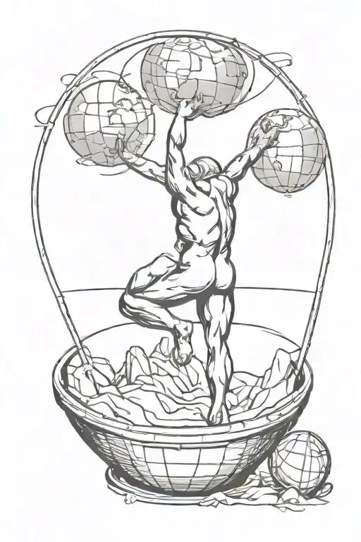 Atlas hold the world and the world hase a date tattoo design idea