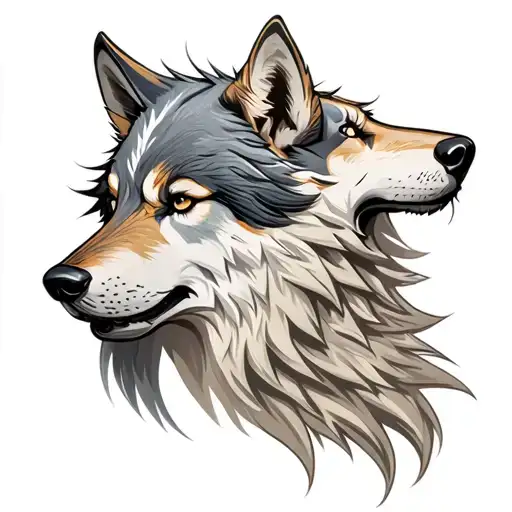 fenrir viking norse wolf head side profile tattoo design idea