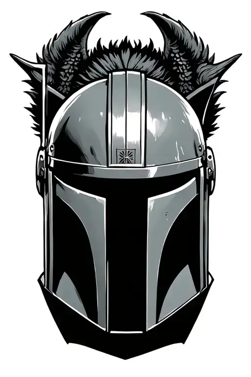 boba fett helmet with mythosaur crest tattoo design idea