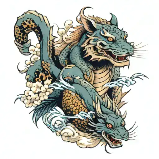 Japanese traditional with dragons, tigers, samurai, koi fish, cherry blossoms tattoo design idea