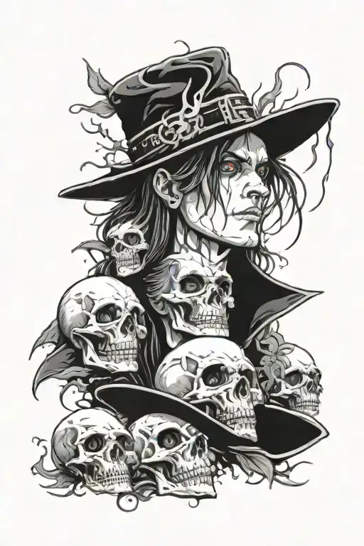 Alucard eyes and skulls tattoo design idea